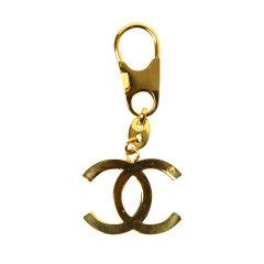 chanel cc logo gold tone metal black square keyfob|Chanel Key Fob .